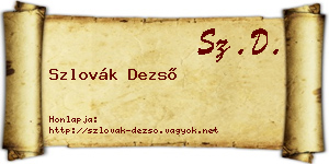 Szlovák Dezső névjegykártya