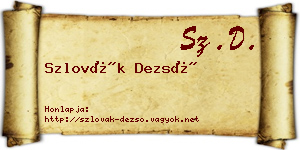 Szlovák Dezső névjegykártya